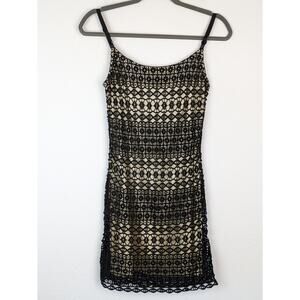 Ronen Chen Dress Lace Slip Designer Black 90s Y2K Sexy Nude Designer Size XS